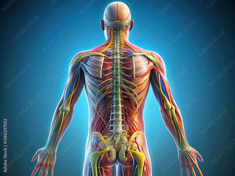 Posterior Anatomy Diagram - Medical Illustration Stock Illustration ...