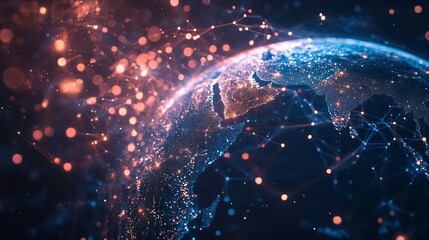 Wall Mural - global business network illustration shows interconnected people global collaboration, tech integrat
