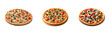 © David - Three delicious vegetarian pizzas with tomatoes, olives, and basil. Set png cut out