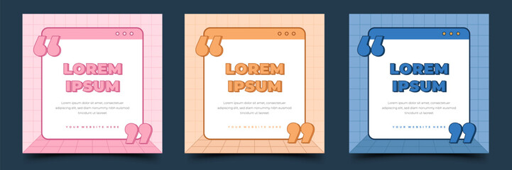 Wall Mural - quote, message, announcement retro background social media template collection.