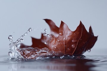 Aufkleber - Autumn leaves splashing into clear water, capturing the essence of nature's beauty during the fall season