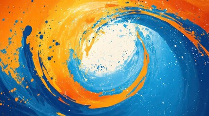 Wall Mural - vibrant abstract color splash swirl in blue and orange - dynamic artistic background for creative de