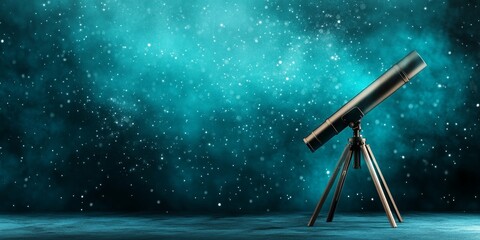 Wall Mural - telescope and stargazing under a starry night sky
