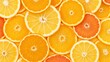 © GMeta - Vibrant citrus fruit slices   oranges lemons grapefruits   arranged in a fresh zesty pattern Perfect for food themes