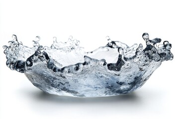 Poster - Water splash creating ripples in a calm surface, showcasing droplets and dynamic motion captured in a bright, airy setting