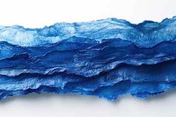 Fototapete - Layered blue paper creates a textured wave effect evoking a tranquil ocean landscape in a minimalist design
