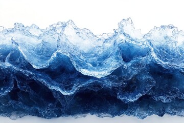 Fototapete - Layered blue paper creates a textured wave effect evoking a tranquil ocean landscape in a minimalist design