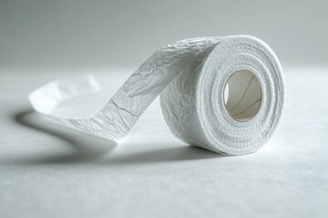 Fototapete - White decorative tape with a textured design lies elegantly on a light surface, showcasing its intricate details and versatility for various crafting projects