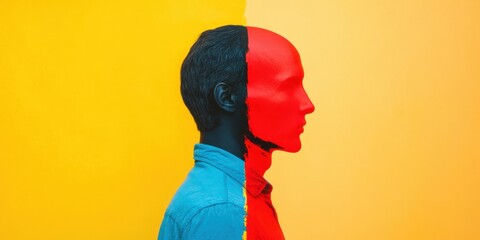 Wall Mural - the dynamic profile beautifully contrasts with a colorful and vibrant background setting
