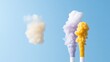 © Kaminashi Nozomi - Colorful smoke plumes against a light blue sky