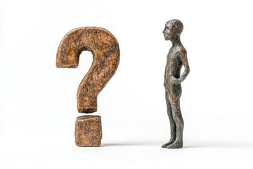 Fototapete - Unique carved stone figure with an abstract question mark on a neutral background showcasing artistic expression and creativity in sculpture