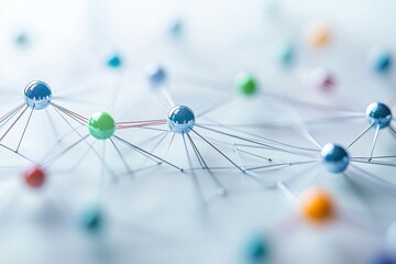 Leinwandbilder - Network of interconnected golden spheres demonstrating complex relationships in a modern digital environment