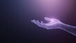 © Atmospheric stock - Futuristic digital wireframe hand with glowing particles on dark background