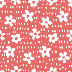 Wall Mural - Monochrome hand drawn coral seamless floral pattern background. Vector