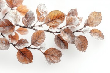 Poster - Delicate white leaf arrangement on a light background showcasing intricate details and soft shadows during natural light