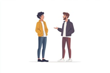 Poster - Two business professionals engage in a serious discussion against a bright background during a corporate meeting in the office