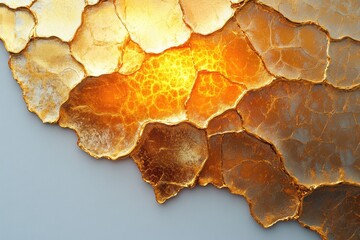 Poster - Sculptural lighting design showcasing organic waves of warm gold illumination in a modern art installation