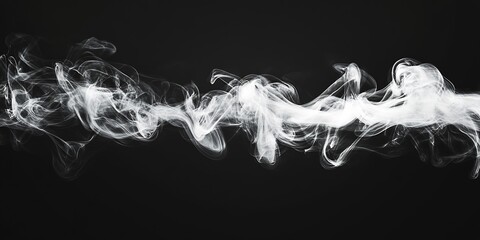 Aufkleber - Abstract swirling smoke pattern on a pristine black background with dramatic lighting : Generative AI