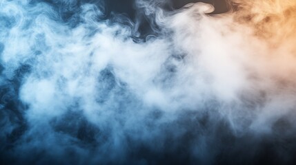 Aufkleber - Abstract image of colorful smoke swirling in shades of blue and orange on a dark background : Generative AI