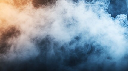 Leinwandbilder - Dynamic swirling fog with blue and orange hues creating a mystical atmosphere and dramatic visual effects : Generative AI