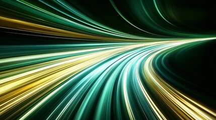 Poster - Colorful abstract light trails with smooth flowing lines creating a sense of speed and movement : Generative AI