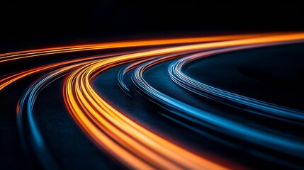 Poster - Vibrant Motion Blur of Colorful Light Trails Creating a Stunning Visual Experience : Generative AI