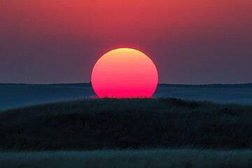 Aufkleber - Majestic sunset over fluffy clouds illuminating the sky with vibrant colors in a serene evening landscape