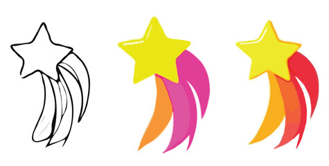 set of colorful star bow vector