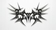 © Cowgirl - Chrome metal neo tribal shape. Cyber sigilism element. Gothic sharp spikes