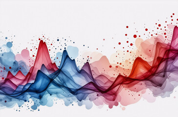 Canvas Print - abstract waves in red and blue hues flow across a white backdrop, creating a dynamic and fluid desig