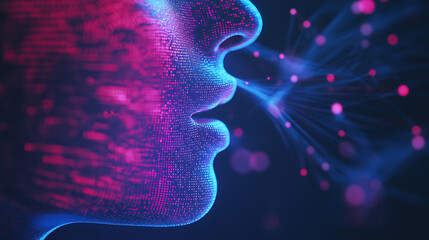 Wall Mural - an ai powered system optimizing voice recognition by analyzing speech patterns, language models, and