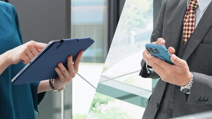 Poster - スマホ・タブレットを使う人々のコラージュ映像