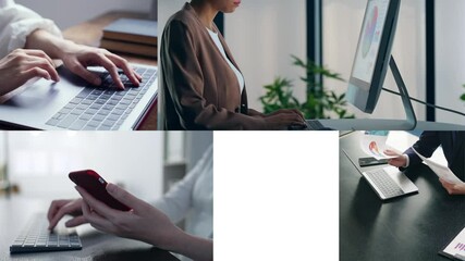 Poster - Collage video showing various digital device usage scenarios