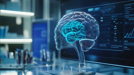 Wall Mural - an advanced ai research lab, high-tech laboratory with ai systems and neural networks, ai tech style