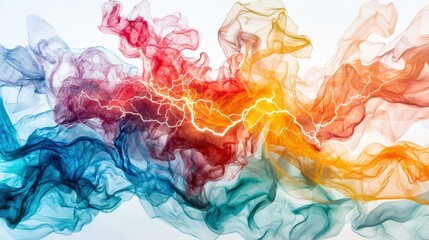 Wall Mural - the image is a vibrant and dynamic depiction of a storm with a lightning bolt in the center