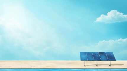 Wall Mural - a solar panel is on a beach next to a body of water. the sky is blue