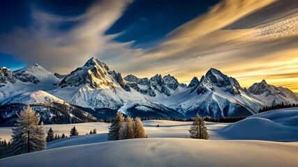 Poster - Majestic Winter Wonderland A Breathtaking View of Snow-Capped Peaks and Pristine Slopes