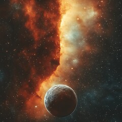 cosmic nebula, planet in deep space