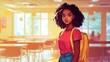 © Johannes - Beautiful african american teenage girl in school. Generated by AI illustration