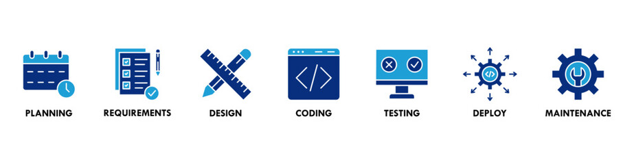 software development life cycle banner web icon vector illustration concept of sdlc with icon of pla