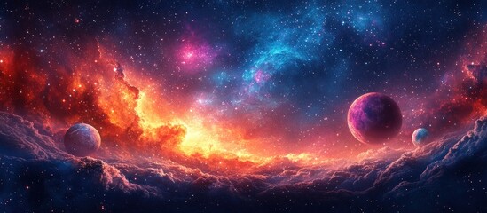 Wall Mural - fiery nebulae, vibrant planets, and cosmic clouds create a stunning interstellar landscape