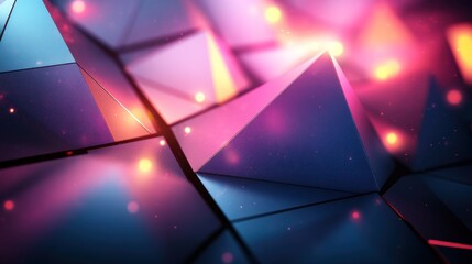 Wall Mural - abstract geometric pyramids with vibrant pink and blue lighting