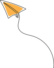 Wall Mural - Continuous Single Line Drawing of Editable Line Paper Plane Isolated on White Background
