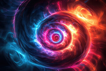 Leinwandbilder - Abstract swirling nebula with vibrant red and blue hues, creating a mesmerizing cosmic vortex.