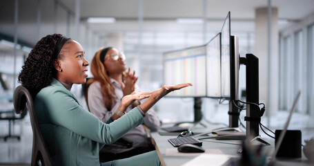 Aufkleber - Overwhelmed accountant woman struggles under workload, frustrated