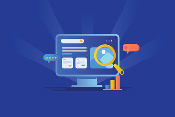 Wall Mural - analyzing search engine position and website ranking data, seo optimization and digital marketing re