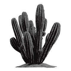 Wall Mural - wild west cactus plant. western vintage halftone grunge vector design element