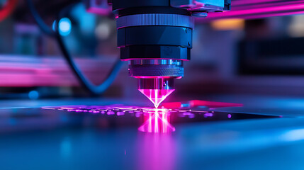 Wall Mural - a scientist working with advanced laser cutting tools, ultra-modern research lab with precise cuttin