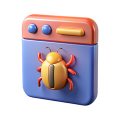 browser bug 3d icon symbolizing website issues and debugging for tech and development visuals