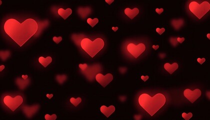 Poster - glowing red heart shapes on black background for romantic digital designs, valentine's day graphics, or love themed media

